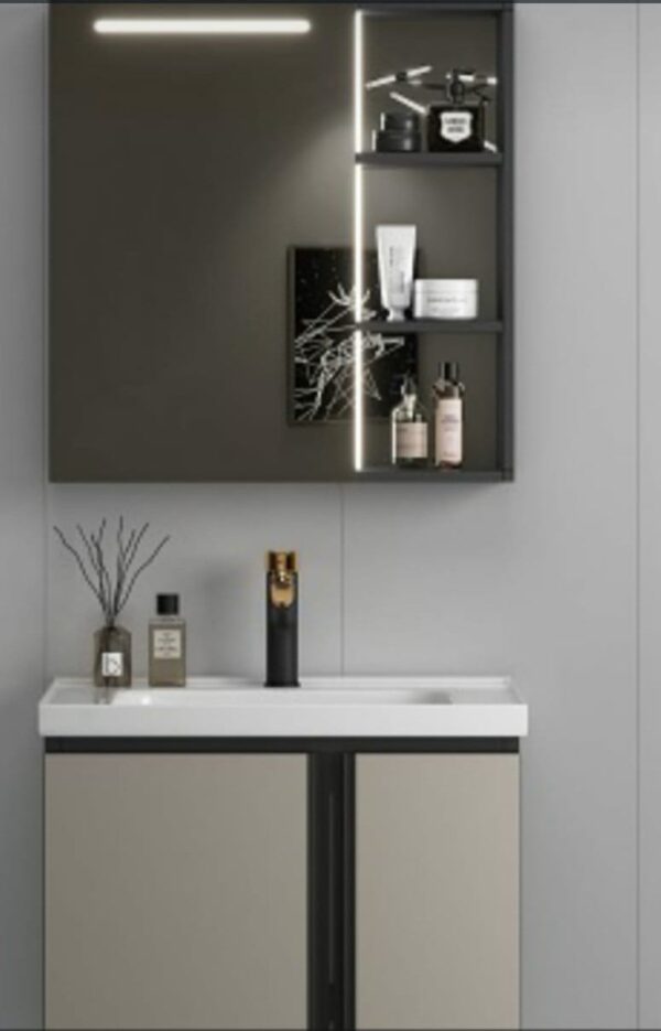 CREAM + BLACK COLOUR CABINET