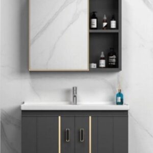 GREY CABINET WITH GOLDEN STRIPS